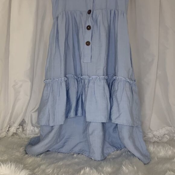 Altar’d State Light Blue Ruffle Layer Midi Summer Dress with Pockets Small - Picture 6 of 11